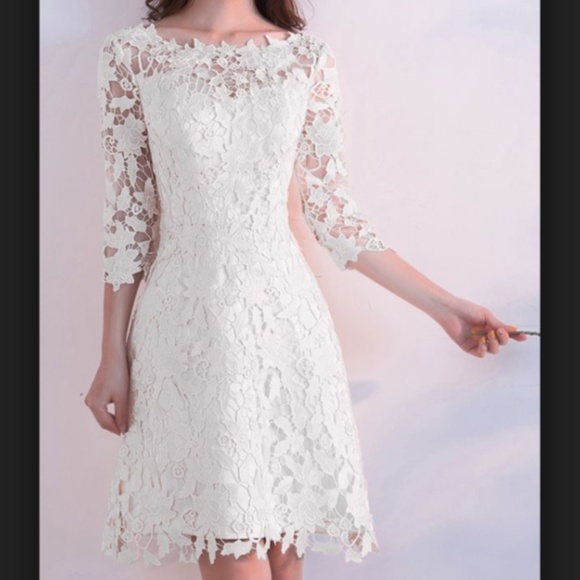 Metisu Dresses & Skirts - NWOT Metisu White Cut Out Lace Midi Flare Dress